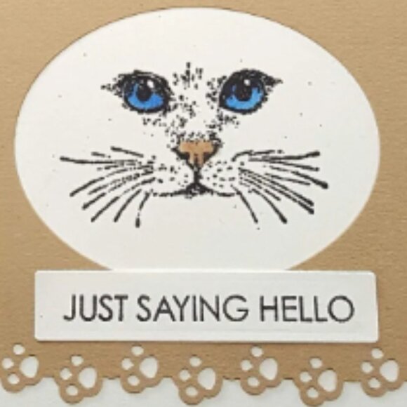 Kitten‎ Face Note Card, Stamped & Paper Punch, Just Saying Hello Note Card - Picture 2 of 3